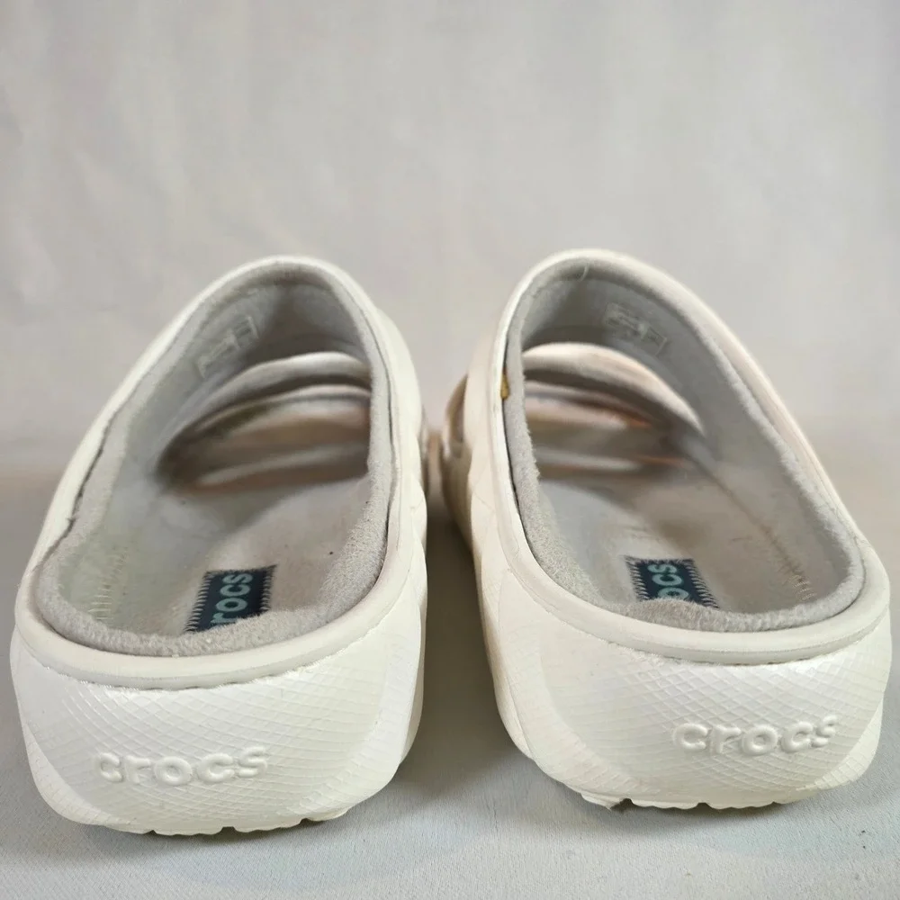 Crocs Classic Cozzzy Overpuff Chalk White Sandal Mens 10 Lined Dual Strap Slides